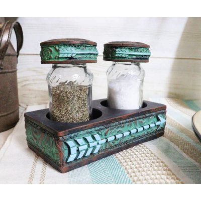 This turquoise arrow salt and pepper shakers display holder Set each measures 4" tall (with the shakers inserted), 5.25" long and 2.75" deep approximately. It weighs about 1.25 pounds. Tiger Family, Sea Turtle Decor, Family Sculpture, Bust Statue, Turtle Decor, Bengal Tiger, Salt And Pepper Set, Wood Resin, Lace Patterns