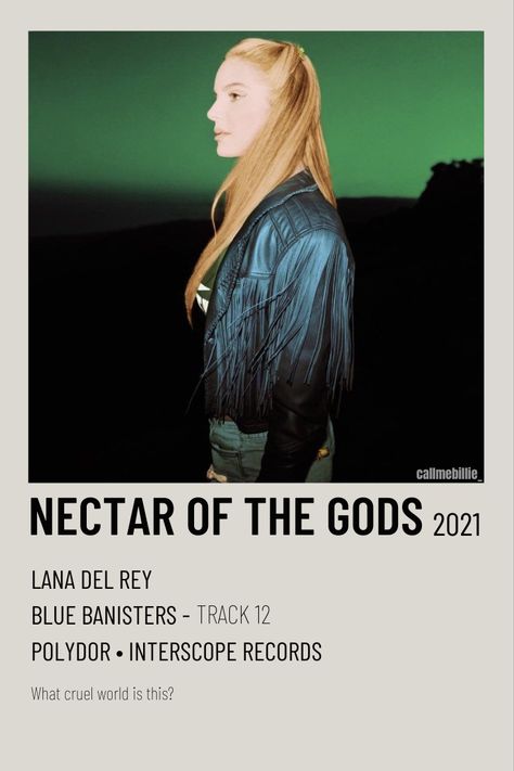 BB LDR polaroid poster Nectar Of The Gods, Fever Ray, Song Posters, Peter Murphy, Pj Harvey, Trent Reznor, Lizzy Grant, Stone Temple Pilots, Tori Amos