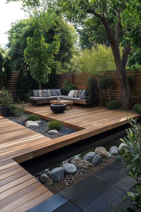 Deck Blocks, Digging Holes, Modern Backyard Landscaping, Back Garden Design, Deck Designs Backyard, Patio Garden Design, Backyard Remodel, Have Inspiration, Modern Backyard