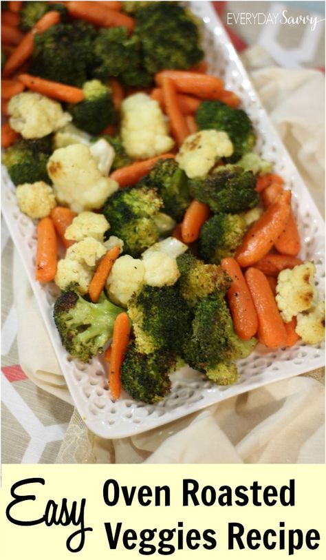 Oven Roasted Veggies, Roasted Veggies Recipe, Cauliflower And Broccoli, Roasted Veggies In Oven, Baked Veggies, More Veggies, Broccoli Cauliflower, Easy Oven, Roasted Broccoli