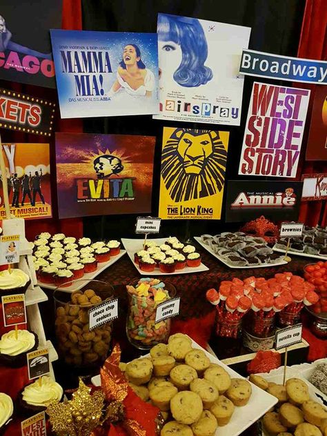 Musical Theater Themed Party, Musical Theatre Birthday Party, Musical Theater Birthday Party Ideas, Broadway Bachelorette Party, Musicals Themed Party, Theatre Party Ideas, Broadway Party Ideas, Theater Party Ideas Broadway, Broadway Themed Bachelorette Party