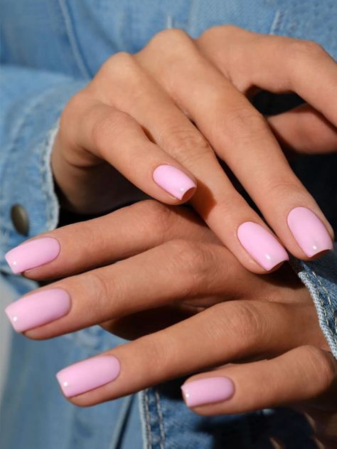 Pink  Collar   Plain Bare Nails Embellished   Beauty Tools Milky Pink Nails, Kutek Disney, Milky Pink, Nail Color Trends, Short Square Nails, Casual Nails, Colorful Nails, Pink Nail Polish, Pink Nail