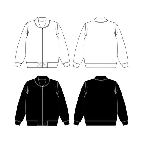 Clothing Vector, Technical Sketch, Outline Illustration, Casual Clothing, Vector Art, Mockup, Hand Drawn, Bomber Jacket, How To Draw Hands