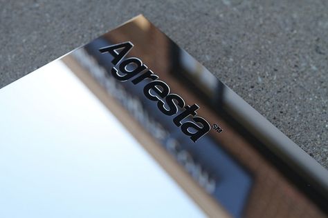 Polished Finish Etched Stainless Steel Plaque | by impactsigns.com Steel Signage Design Metal Signs, Modern Signage, Experiential Graphic Design, Aluminum Signage, Pavement Design, Signage Signs, Metal Signage, Steel Paint, Environmental Graphic Design