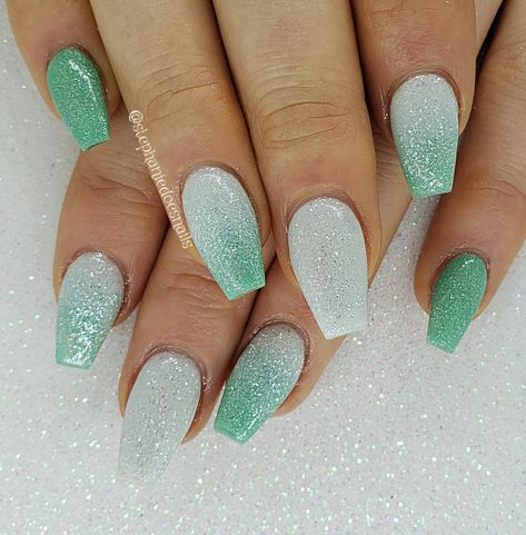 Seafoam Nails Acrylic, Sea Green Acrylic Nails, Seafoam Green Nails Designs, Mint Green Christmas Nails, Mint Green Nails Acrylic, Pastel Mint Nails, Sea Foam Green Nails, Seafoam Nails, Seafoam Green Nails