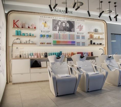 Shampoo Station Ideas, Salon Station Decor, Hair Salon Stations, Dining Table Design Modern, Hair Salon Design, Hair Salon Interior, Salon Shampoo, Salon Stations, Retail Interior Design