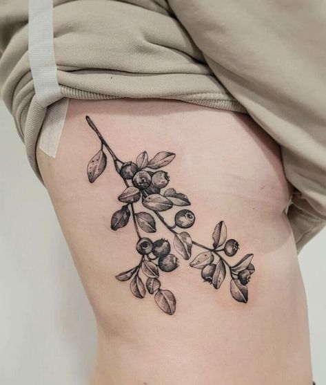 Semi Realistic Tattoo, Berry Tattoo Ideas, Berry Tattoo, Blueberry Tattoo, Moon Star Tattoo, Realistic Fake Tattoos, Semi Realistic, Blue Berry, Realistic Tattoo