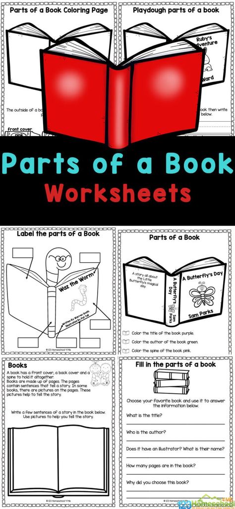 Author And Illustrator Activities, Parts Of A Book Worksheet Free, Author And Illustrator Kindergarten, Parts Of A Book Worksheet, Books For 1st Graders, Book Worksheet, Reading Log Printable, Homeschool Lessons, Parts Of A Book