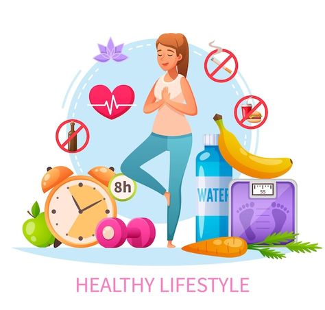 Healthy lifestyle habits cartoon composi... | Free Vector #Freepik #freevector #healthy-habits #healthy-lifestyle #habit #healthy Life Changing Habits, Healthy Lifestyle Habits, Food Therapy, Louisiana State University, Lifestyle Habits, Naturopathy, Lifestyle Changes, Regular Exercise, Vitamin D