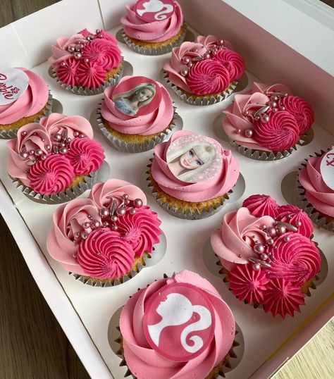 IG: @hbakesportsmouth Barbie Birthday Party Cupcakes, Barbie Theme Cupcakes, Barbie Birthday Cupcakes, Barbie Cupcakes Ideas, Labubu Cake, Cupcakes Barbie, Barbie Cupcakes, Unicorn Barbie, Birthday Cakes For Her