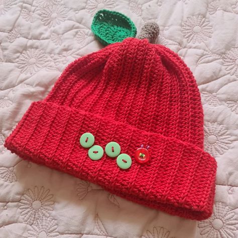 Hungry caterpillar beanie 😍😍😍 tutorial on YouTube pattern on my website #theveryhungrycaterpillar #crochet Hungry Caterpillar Scarf Crochet, The Very Hungry Caterpillar Crochet, Crochet Fruit Beanie, Cute Crochet Hat Ideas, Crochet Hungry Caterpillar, Very Hungry Caterpillar Crochet, Hungry Caterpillar Crochet, Punk Crafts, Caterpillar Crochet