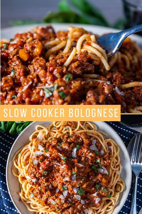 Bolognese Slow Cooker, Spaghetti Bolognese Slow Cooker, Slow Cooker Bolognese, Slow Cooker Pasta Recipes, Slow Cooker Spaghetti, Slow Cooker Pasta, Bolognese Recipe, Slow Cooker Dinner, Healthy Slow Cooker