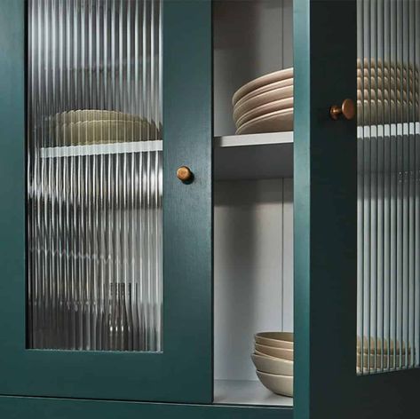 Reeded Glass Kitchen, Kitchen Cabinet Glass, Cabinet Inserts, Glass Upper Cabinets, Glass Kitchen Cabinet, Cabinet Trends, Glass Kitchen Cabinet Doors, Glass Kitchen Cabinets, Cabinet Glass Doors