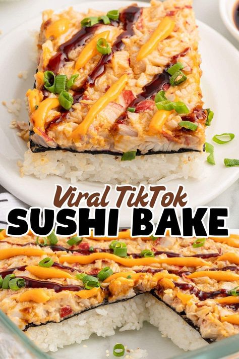 This Sushi Bake recipe is a delicious, deconstructed version of your favorite sushi rolls. It's perfect for sharing and easy to make at home. Filled with the same ingredients you love in a classic California Roll, let me show you how to layer the parts and pieces and prepare them as an oven-baked casserole—no rolling required! #bakedsushi #homemadesushi #casserole #sushicasserole Spicy California Roll, Sushi Bake Recipe, Alpha Gal, Butterbeer Recipe, Sushi Bake, Pinky Girl, Homemade Sushi, Baked Rolls, California Roll