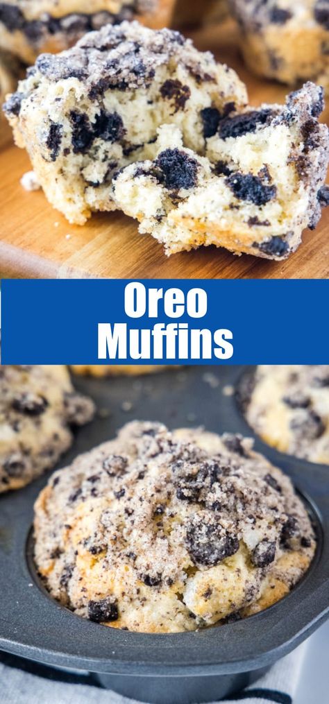 Oreo Cookie Muffins, Cookies And Cream Muffins, Recipes With Oreos Easy, Simple Oreo Recipes, Oreo Breakfast Ideas, Oreo Crumb Recipes, Recipes Using Oreo Cookies, Oreo Muffins Recipe, Oreo Scones