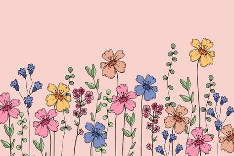 Free Vector | Hand drawn spring background Floral Background Wallpapers Desktop, Butterfly Horizontal Wallpaper, Pink Flower Computer Wallpaper, Pastel Pc Wallpaper, Spring Wallpaper Laptop, Pc Background Aesthetic, Cute Laptop Wallpapers, Pretty Desktop Wallpaper, Cool Pc Wallpapers