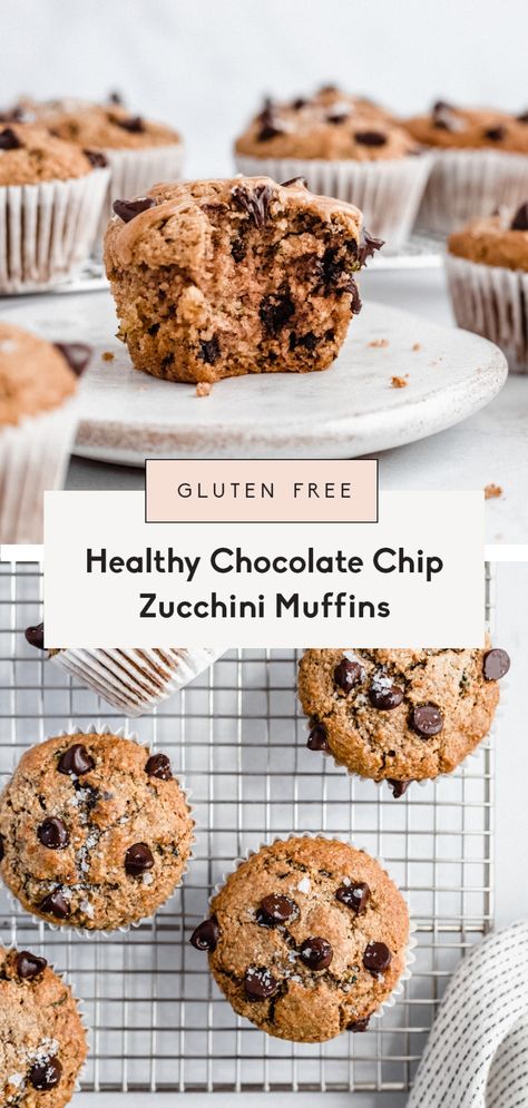 Healthy chocolate chip zucchini muffins made with olive oil, almond flour, oat flour, and pure maple syrup to keep them naturally sweetened. These gluten free zucchini muffins are perfectly moist thanks to shredded zucchini and pack plenty of healthy fats from olive oil. Freezer-friendly and an amazing breakfast or healthy snack! Zucchini Muffins Gluten Free, Healthy Chocolate Chip Zucchini Muffins, Snack Muffins, Muffins Zucchini, Chocolate Chip Zucchini Muffins, Gluten Free Zucchini Muffins, Zucchini Muffins Healthy, Zucchini Chocolate Chip Muffins, Zone Recipes