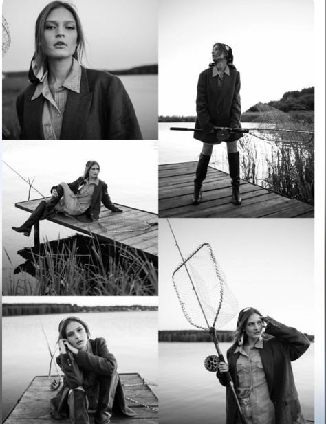 Fishing Photo Shoot, Lake Photoshoot, Lake Style, Italian Alps, Model Inspo, Fishing Women, Fishing Girls, Gone Fishing, Fashion Story