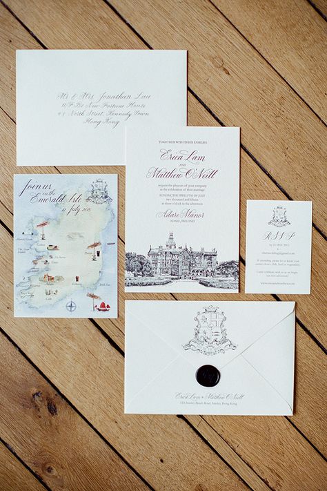 Destination Wedding Ireland, Adare Manor, Exotic Wedding, Destination Wedding Decor, Bride And Breakfast, Bespoke Invitations, Irish Castles, Ireland Wedding, Destination Wedding Inspiration