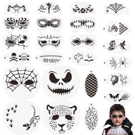 OOTSR 24 Pcs Face Paint Stencils Kit for Kids, Body Painting Template for Party Holiday Halloween Makeup Art Painting, Reusable Soft Tattoo Stencils for Children Adult Face Paint Stencils Printable, Cricut Face Paint Stencils, Face Paint Stencils Templates, Face Paint Stencils, Henna Tattoo Diy, Henna Tattoo Stencils, Soft Tattoo, Face Paint Brushes, Stencils For Kids