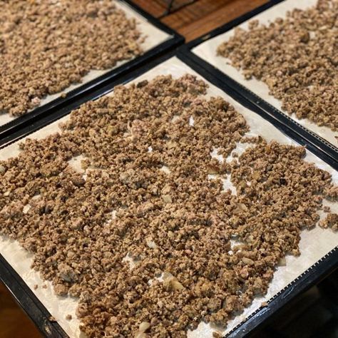 Dehydrated Ground Beef, Dehydrating Ground Beef, Dehydrating Meat, Homesteading Knowledge, Dehydration Recipes, Dehydrated Meals, Dehydrating Food Storage, Food Dehydration, Dehydrating Food