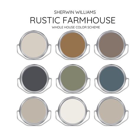 Boho Home Color Schemes, Suede Color Palette, Farmhouse Sherwin Williams, Earth Tone Paint Colors, Warm Interior Paint Colors, Laundry Room Paint Colors, Whole House Paint Colors, Farmhouse Color Palette, Interior Paint Palettes