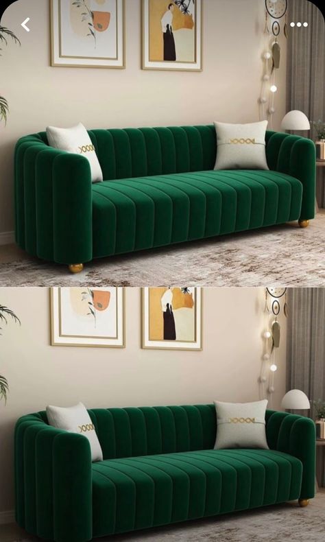 Living Room Design Green, Latest Sofa Set Designs, Modern Sofa Design, Green Sofa Living, Green Sofa Living Room, Velvet Sofa Set, Sofa Couch Design, Modern Velvet Sofa, Latest Sofa Designs