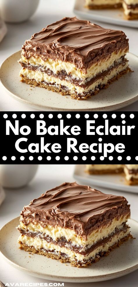 Craving an indulgent dessert without the fuss? This easy No Bake Eclair Cake Recipe is ready in no time, offering a rich and satisfying flavor that everyone in the family will love. No Bake Eclair, Eclair Cake Recipe, No Bake Eclair Cake, Yummy Pie, Eclair Cake Recipes, Coconut Cakes, Homemade Foods, Eclair Cake, Sweet Bites