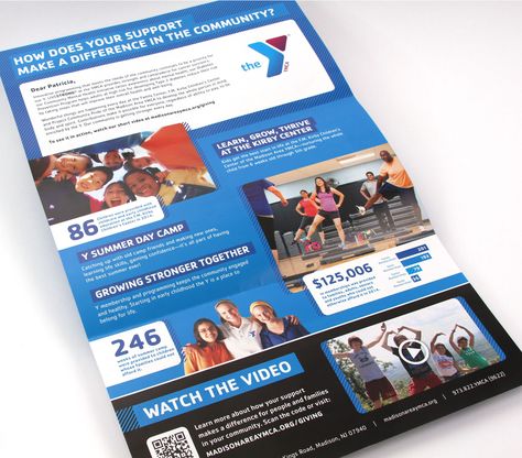 Award-winning not for profit direct mail design for the YMCA of Montclair in NJ. Nonprofit Direct Mail Design, Ymca Aesthetic, Ymca Marketing, Banking Advertising, Fundraising Design, Mailing Design, Circle Ideas, Fundraising Letter, Nonprofit Website