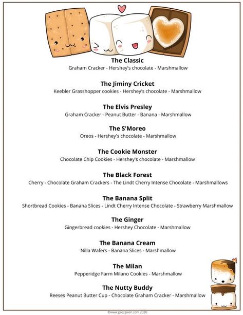 S’mores Menu Printable, S’mores Birthday Party Decorations, S’more Fun Birthday, Best Smores, Smores Menu, Smores Bar Party, Smores Ideas, Smores Birthday, Grasshopper Cookies