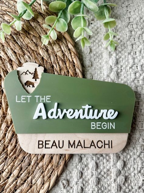 Park Baby Shower Ideas, Camping Baby Shower Theme, Name Announcement, Baby Shower Theme Decorations, Let The Adventure Begin, Cadeau Baby Shower, And So The Adventure Begins, Baby Shower Theme, Name Sign