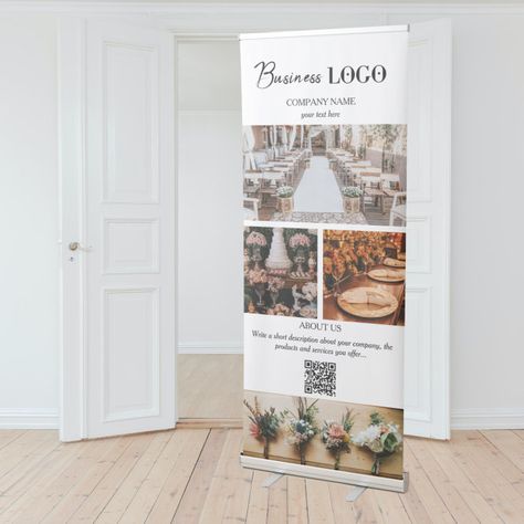 Elegant White Event Planning Business 4 Photos Retractable Banner - wedding planner Business Banner Design Ideas, Retractable Banner Design, Pull Up Banner Design, Space Banner, Tradeshow Banner, Gala Invitation, Sign Inspiration, Indoor Banner, Photographer Marketing