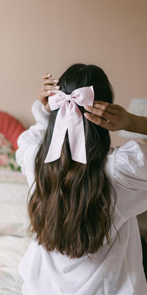 cute hairstyle, hairstyle with bow, half up with bow, easy hairstyle with bow, Simple hairstyle with bow, Hairstyle with bow for wedding, Hairstyle with bow for short hair,  Hairstyle with bow for long hair, hairstyle with bow clip Hairstyle With Bow Clip, Up Cute Hairstyles, Cute Hairstyles With Bows, Semi Formal Hairstyles, Hair Clips Aesthetic, Half Up Half Down Short Hair, Bow Hairstyles, Braided Crown Hairstyles, Open Hairstyles