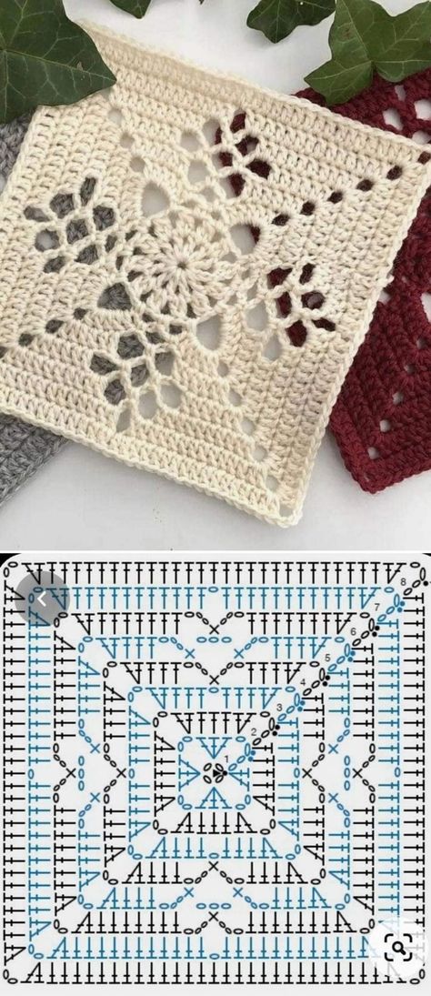 Crocheted Squares Pattern, Crocheted Squares, Háčkované Lemy, Tote Crochet, Granny Square Crochet Patterns Free, Crochet Bedspread Pattern, Crochet Blocks, Crochet Design Pattern, Crochet Stitches Video