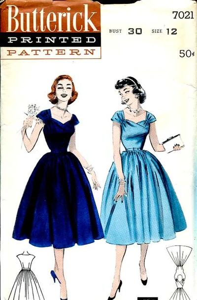 Wing Collar Pattern, Full Gathered Skirt, 1950s Patterns, 1950s Sewing Patterns, 1950s Fashion Dresses, Fashion 50s, Fashion Illustration Vintage, Wing Collar, 20th Century Fashion