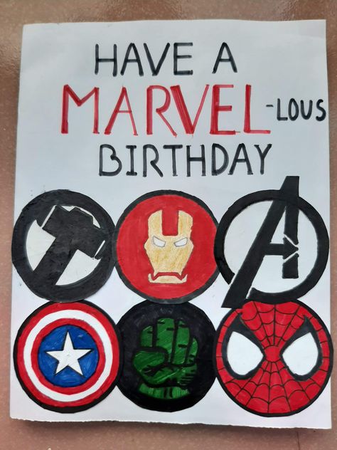 birthday card ideas for marvel series fans Marvel Birthday Cards, Diy Avengers, Mixing Paint Colors, Avengers Theme, Birthday Card Ideas, Marvel Gifts, Avengers Birthday, Marvel Series, Superhero Theme