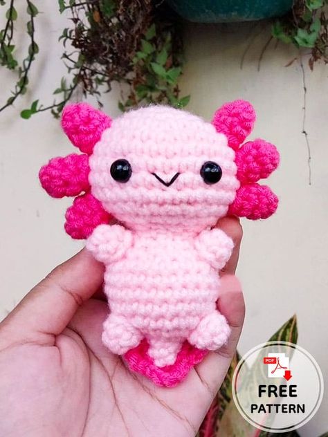 Easy Baby Crochet Axolotl PDF Amigurumi Pattern Crochet Animals Axolotl, Crochet Patterns Free Axolotl, Quick Crochet Projects Amigurumi, Axotl Crochet Pattern, Clothes For Amigurumi Patterns, Crochet Amigurumi Axolotl, Cute Crochet Axolotl, Crochet Axolotl Keychain, Axolotl Amigurumi Pattern