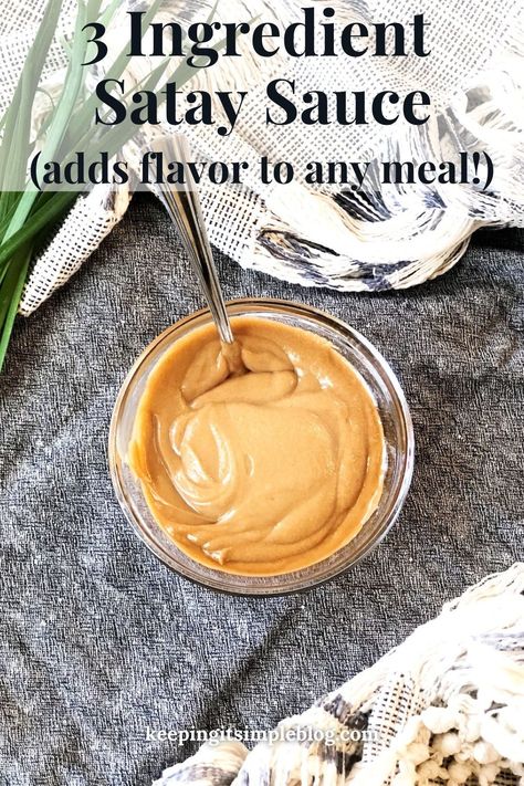 Sometimes just a simple dipping sauce is all you need to make a meal a little more special. This easy 3 ingredient satay sauce (peanut sauce) is perfect with chicken, pork, veggies and even over noodles. So delicious and so easy to make. Pork Satay With Peanut Sauce, Dip For Chicken, Peanut Butter Ramen, Pork Satay, Easy Peanut Sauce, Making Peanut Butter, 30 Minute Meals Easy, Satay Sauce, Drink Inspiration