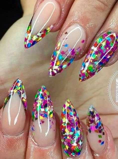 # Nails Confetti Nails, Stiletto Nail Art, Nails Stiletto, Stiletto Nails Designs, Hot Nails, Bling Nails, Negative Space, Gorgeous Nails, Stiletto Nails