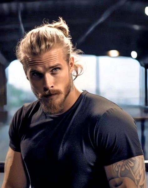 Long Hair Styles Men Blonde, Blonde Long Haired Men, Dark Haired Scottish Man, Rugged Blonde Men, Men Long Blonde Hair, Muscular Blonde Men, Blond Man Aesthetic, Hot Viking Men, Character Inspiration Male Blonde