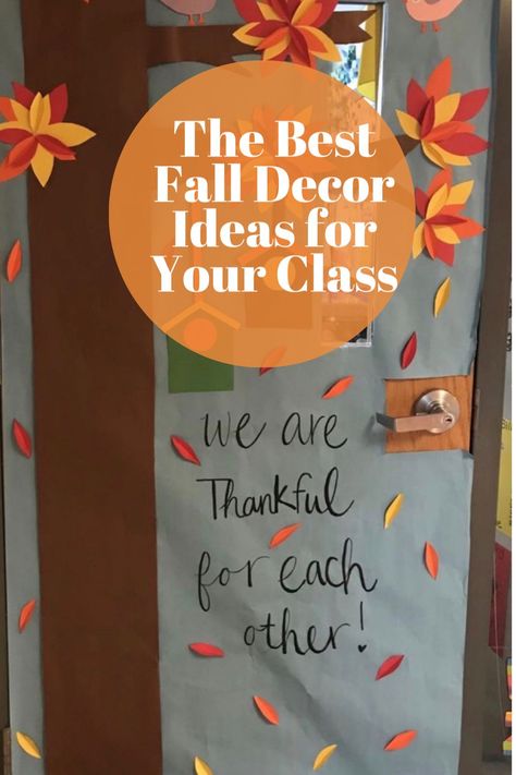 The best fall classroom decorations including the cutest fall bulletin board ideas, door decorations, cute signs and tons of DIY ideas. #classroomdecorations Fall Themed School Doors, Classroom Door Thanksgiving Ideas, Fall Decor Ideas For Classroom Wall, Thanksgiving Door Decorations Classroom Decorating Ideas, Fall Classroom Door Decor, Middle School Door Decorating Ideas, Thanksgiving Door Ideas, Fall Teacher Door Ideas, Fall School Door Decorating Ideas