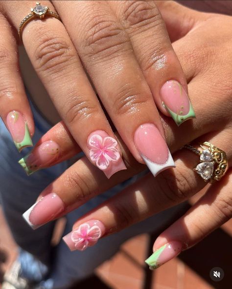 Pink Naildesign, Gel On Natural Nails, Spring Acrylic Nails, Hard Nails, Colored Acrylic Nails, Girly Acrylic Nails, French Tip Acrylic Nails, Glow Nails, Short Square Acrylic Nails