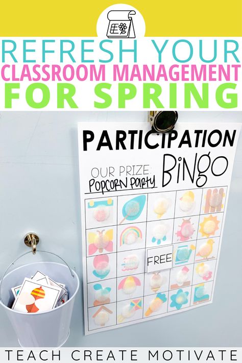 Are you looking for a fun way to change up your classroom management? Something that will help target multiple classroom expectations but still be engaging and create buy-in?! Spring Classroom BINGO is an interactive way to help your students work together to show completed work, on-task behavior, transitions, and MORE. Classroom Management Behavior, Classroom Bingo, Behavior Bingo, Classroom Incentives, Kindergarten Classroom Management, Behavior Incentives, Effective Classroom Management, Spring Classroom, Behaviour Strategies