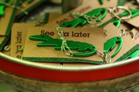 possible alligator favor Mens Birthday Party Favors, Birthday Gifts For Guys, Bayou Party, Gator Party, Alligator Birthday Parties, Crocodile Party, Swamp Party, Alligator Party, Alligator Birthday