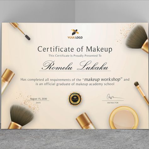 Canva & Word Makeup Course Certificate Template Makeup Certificate, Makeup Workshop, Makeup Course, Graphic Design Ads, Makeup Academy, Certificate Design, 2025 Vision, Certificate Templates, Vision Board