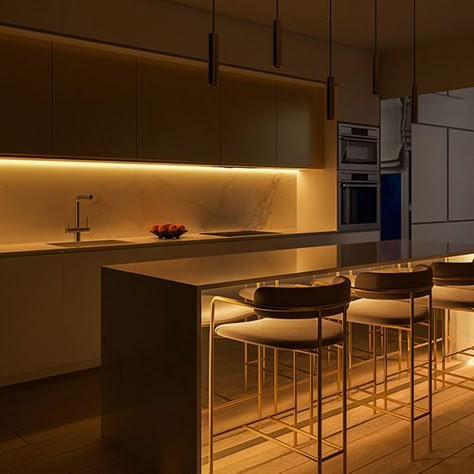 Strip Lighting Kitchen, Installing Led Strip Lights, Kitchen Led Lighting, Flexible Led Strip Lights, Led Tape Lighting, Led Matrix, Kitchen Lighting Ideas, Led Light Fixtures, Tape Lights