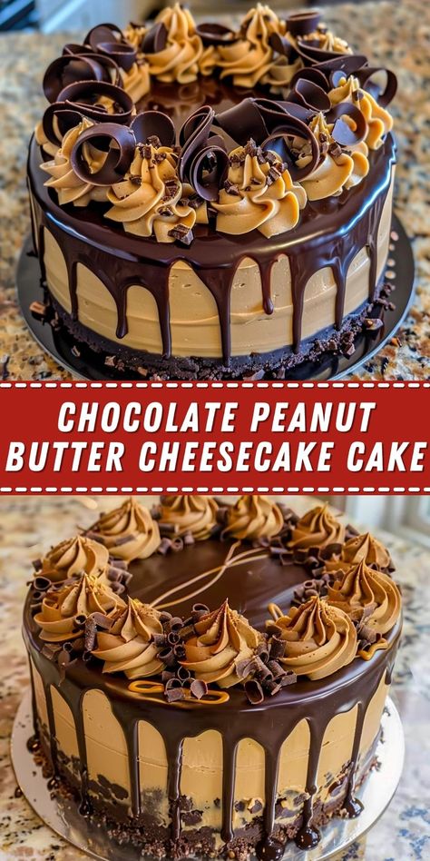 Chocolate Peanut Butter Cheesecake Cake Peanut Butter Chocolate Chip Cheesecake, Best Peanut Butter Cake, Peanutbutter Chocolate Cake, Peanut Butter Swirl Cheesecake, Choc Peanut Butter Cake, Chocolate Peanut Butter Layer Dessert, Reese's Peanut Butter Cake, Reeses Peanut Butter Cake, Chocolate Peanut Butter Cheesecake Cake