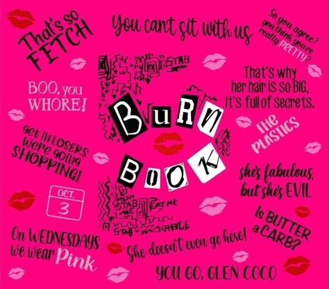 Mean Girls Burn Book, Glen Coco, Girls Tumbler, Book Wrap, Burn Book, Custom Tumbler Cups, Book Template, Editing Software, Cup Design