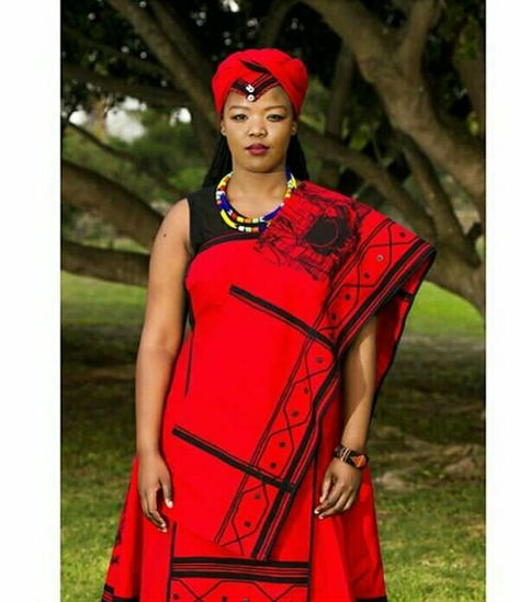 Umembeso Dresses, Xhosa Traditional Wedding Dresses, Makoti Attire, Shweshwe Designs, Xhosa Traditional Dresses, Bride In Black, Xhosa Attire, South African Traditional Dresses, Cultural Fashion