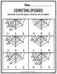 Preschool Worksheets Counting Spiders Spider Curriculum Preschool, Spider Math Preschool, All About Spiders Preschool, Halloween Preschool Worksheets, Spider Math Activities, Halloween Worksheets Preschool, Spiders Preschool, Spider Math, Skills For Preschoolers